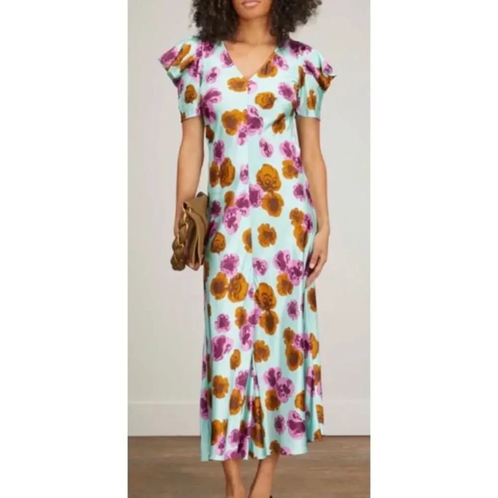 Lee Mathews 100% Silk Bloom Dress Women’s Sz. 0